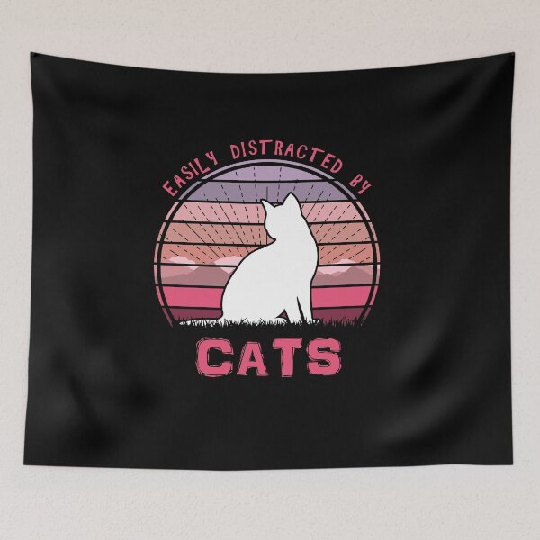Item preview, Easily Distracted By Cats Retro Sunset Feline designed and sold by marke770.
