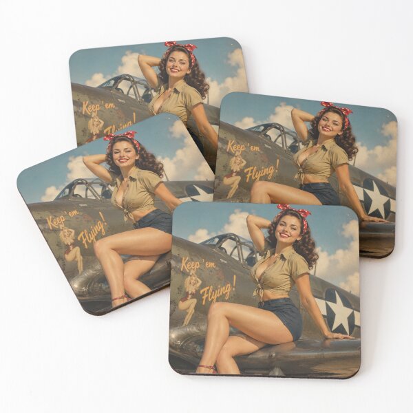 Item preview, Keep 'Em Flying! Vintage WWII Aviation Pin-Up Art Print | Retro Nose Art Inspired Illustration designed and sold by MissSaylor.