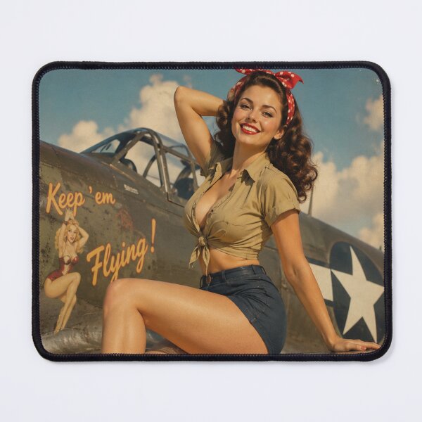 Item preview, Keep 'Em Flying! Vintage WWII Aviation Pin-Up Art Print | Retro Nose Art Inspired Illustration designed and sold by MissSaylor.