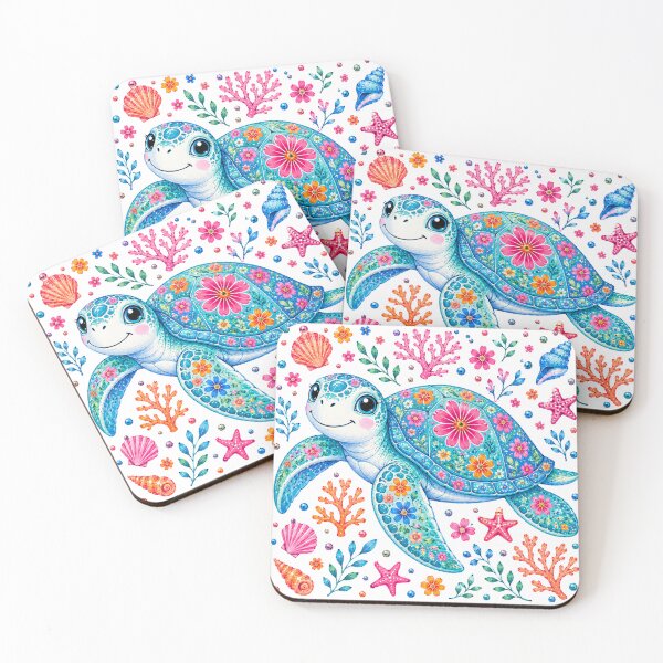 Item preview, Whimsical Floral Sea Turtle Ocean Design designed and sold by Ioanna-Studio.