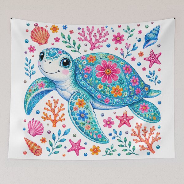 Item preview, Whimsical Floral Sea Turtle Ocean Design designed and sold by Ioanna-Studio.