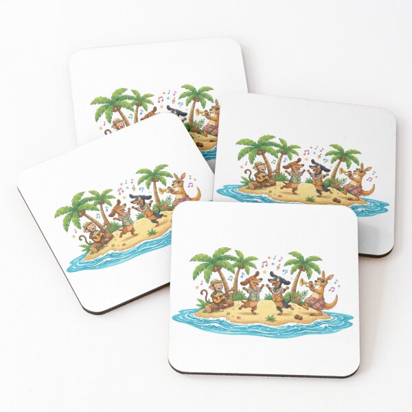 Item preview, Tropical Island Party with Dancing Dogs designed and sold by mikemuchu.