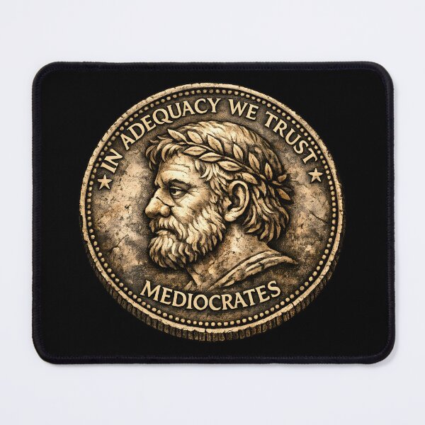 Item preview, Mediocrates Funny Philosopher Design | Ancient Coin, Achievement Badge & Museum Plaque Humor designed and sold by Lina Caro.