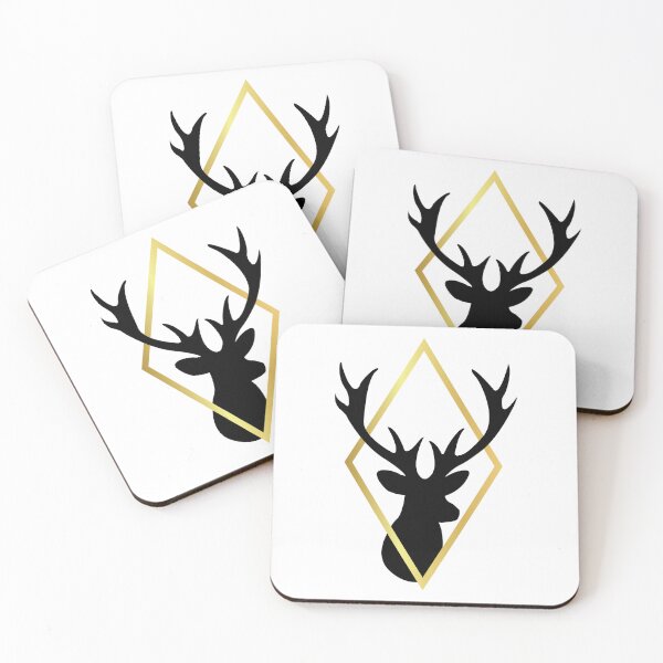 Item preview, Striking Stag in Golden Frame - Minimalist Stag Art designed and sold by I.C. Vision Designs.