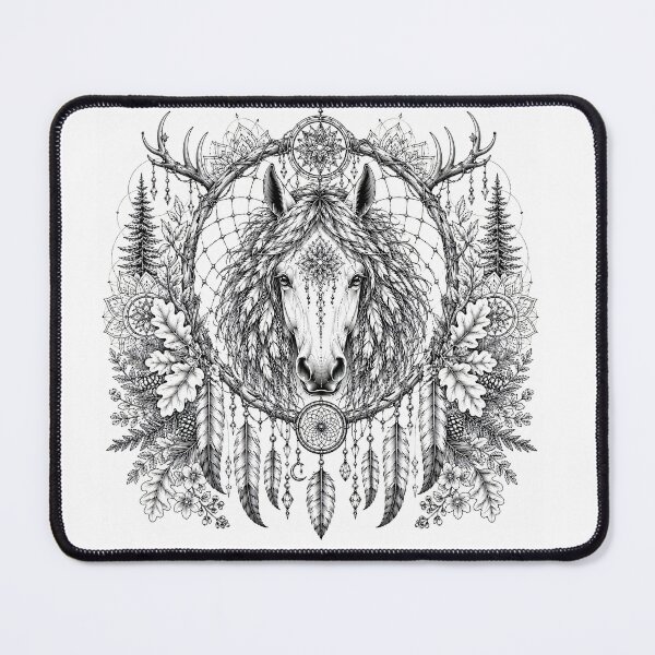 Item preview, Horse Dreamcatcher Mandala Art | Forest Spirit Horse Illustration | Sacred Geometry Bohemian Line Art designed and sold by suryabumblee.