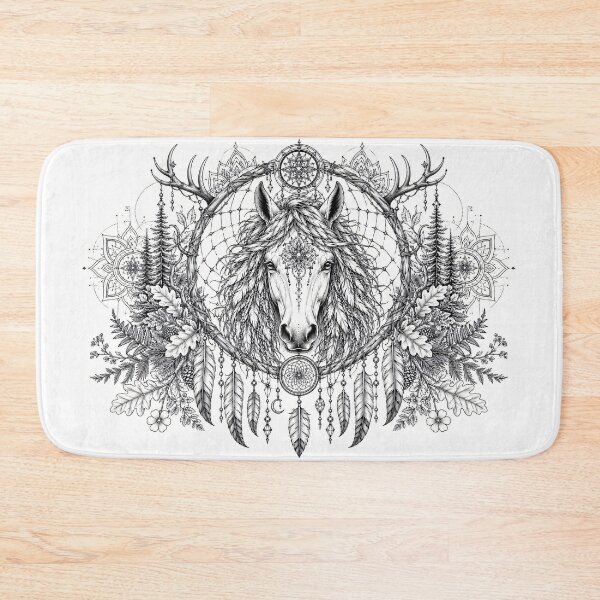 Item preview, Horse Dreamcatcher Mandala Art | Forest Spirit Horse Illustration | Sacred Geometry Bohemian Line Art designed and sold by suryabumblee.