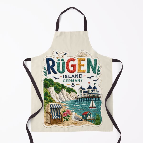 Item preview, Rügen Island Germany Embroidered Coastal Travel Poster designed and sold by Witsprings.