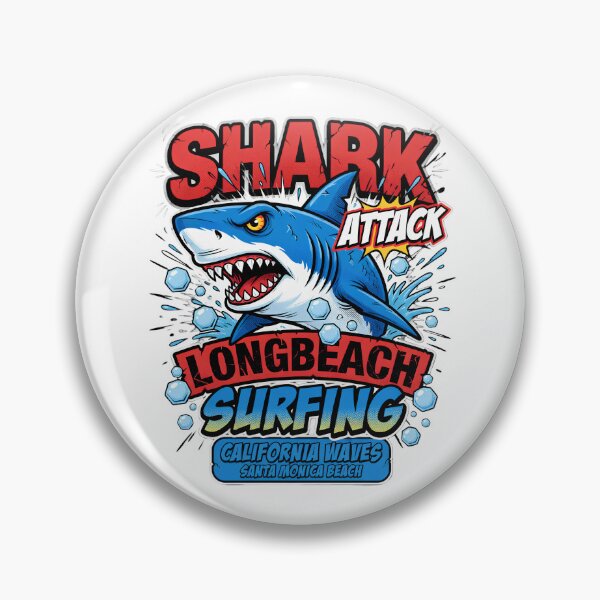 Item preview, Shark Attack Long Beach Surfing California Waves designed and sold by TshirtsOnline-.