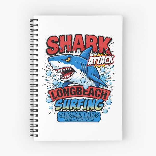 Item preview, Shark Attack Long Beach Surfing California Waves designed and sold by TshirtsOnline-.
