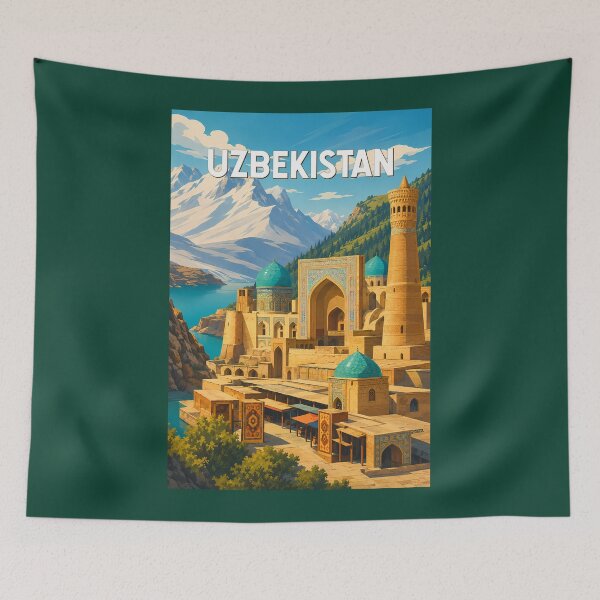 Item preview, Uzbekistan Illustration Travel Art Vintage designed and sold by KrisSidDesigns.