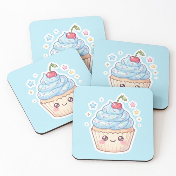 Item preview, Cute Blue Cupcake Sticker | Kawaii Cherry Cupcake with Sparkly Stem & Pastel Sprinkles designed and sold by DmaarGroup.