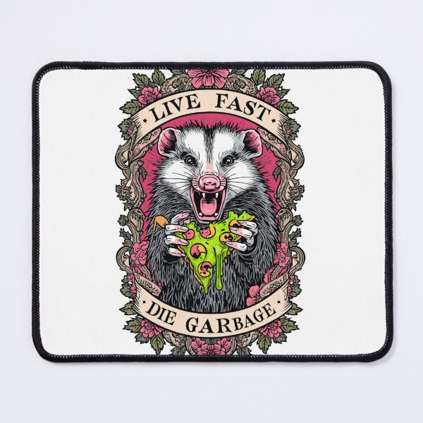 Item preview, Live Fast Die Garbage Funny Screaming Possum Tattoo designed and sold by MerchVersum.