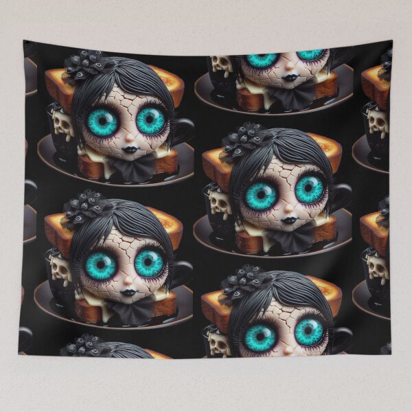 Item preview, Creepy Cute Gothic Toast Sandwich Doll with Turquoise Eyes designed and sold by LujziWorld.