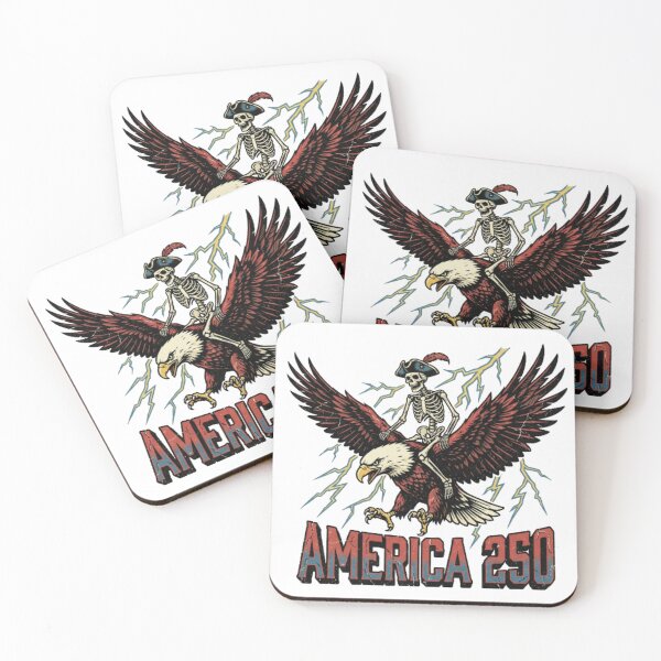 Item preview, Patriotic Skeleton Riding Bald Eagle America 250  designed and sold by CozyDesignsCo.