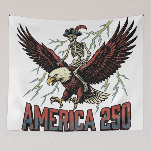 Item preview, Patriotic Skeleton Riding Bald Eagle America 250  designed and sold by CozyDesignsCo.