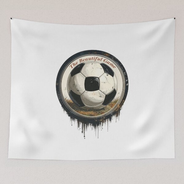Item preview, The beautiful game vintage soccer ball emblem distressed football crest retro grunge sports art designed and sold by icemanphotos.