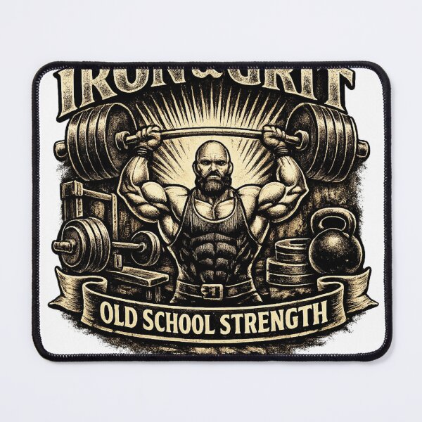 Item preview, Vintage Strongman Iron & Grit Gym Motivation designed and sold by PixelStyle Studio.