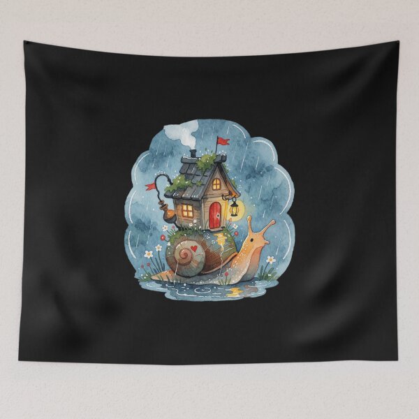 Item preview, Rainy Day Snail Cottage | Cozy Woodland Fantasy designed and sold by AillustriaAK.