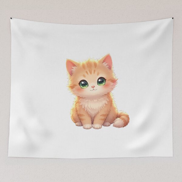 Item preview, Cute Fluffy Ginger Tabby Kitten - Kawaii Chibi Cat Art designed and sold by 299Art.