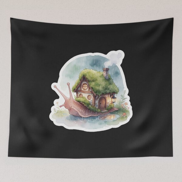 Item preview, Rainy Day Snail Cottage | Cozy Woodland Fantasy designed and sold by AillustriaAK.