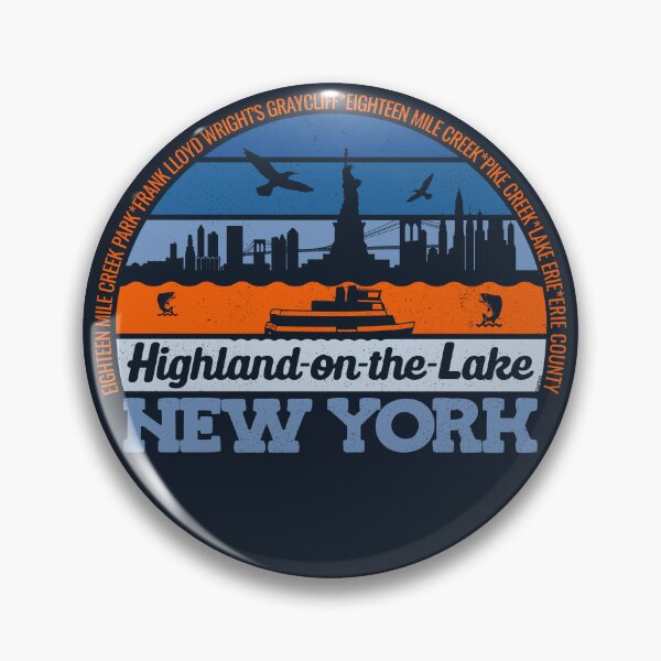 Item preview, Highland-on-the-Lake New York Sunset Retro Vintage Local Pride Logo designed and sold by CRHPOD20.