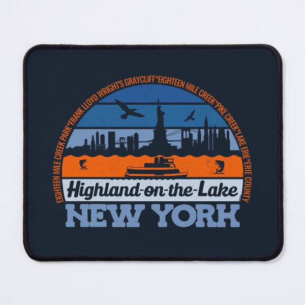 Item preview, Highland-on-the-Lake New York Sunset Retro Vintage Local Pride Logo designed and sold by CRHPOD20.
