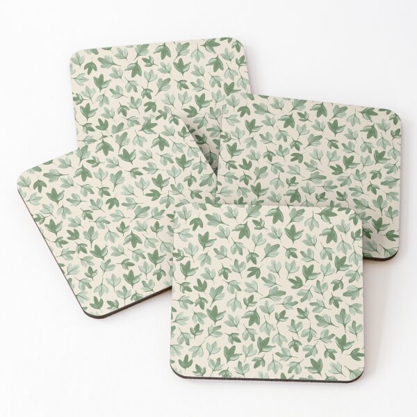 Item preview, Autumn tossed Leaves Moss green on ivory designed and sold by Zenclover.