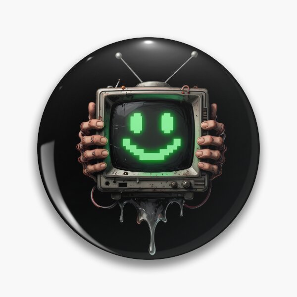 Item preview, Retro Cyberpunk TV Head with Glowing Pixel Smile designed and sold by coretrophia.