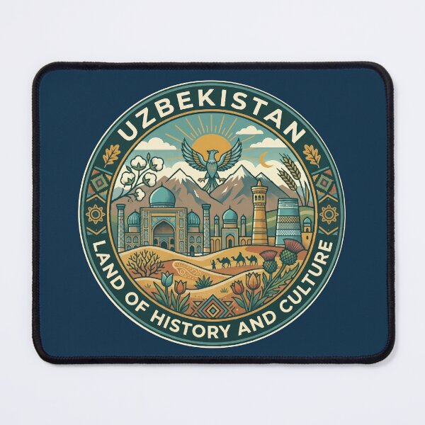 Item preview, Uzbekistan Illustration Travel Art Badge designed and sold by KrisSidDesigns.