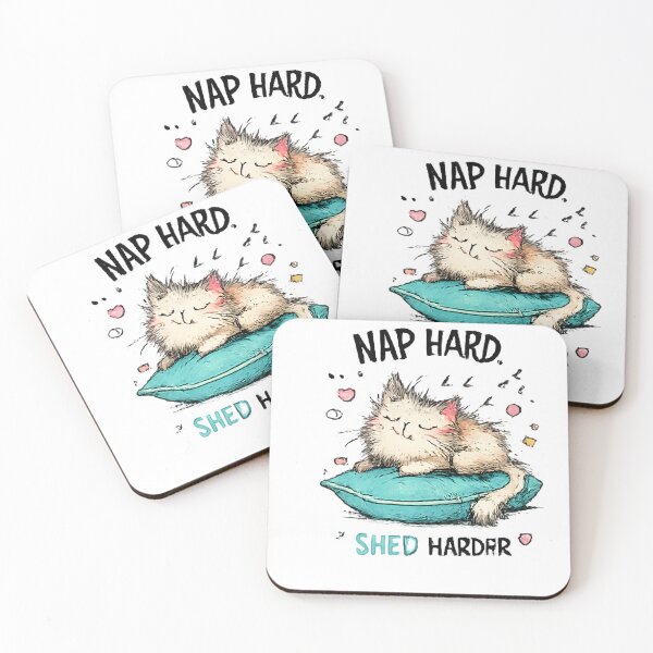 Item preview, Nap Hard Shed Harder Funny Cat Sticker – Cute Sleepy Cat Gift designed and sold by vansaidshop ⭐⭐⭐⭐⭐.