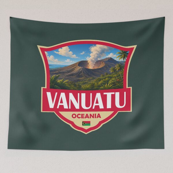 Item preview, Vanuatu Illustration Retro Badge designed and sold by KrisSidDesigns.