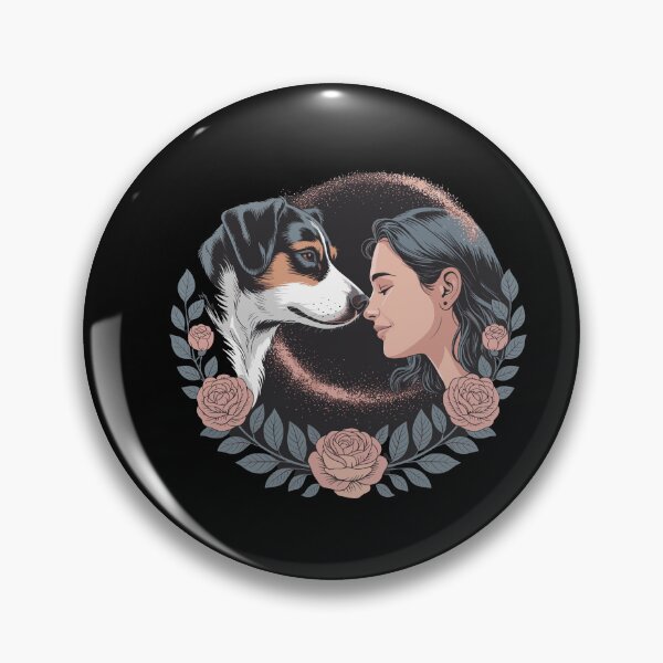 Item preview, Dog Mom Love Portrait Woman And Dog Nose To Nose With Floral Roses Circle designed and sold by yoddel.
