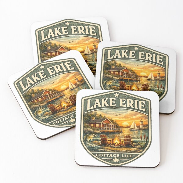 Item preview, Lake Erie Cottage life Badge Logo designed and sold by greatlakesimage.