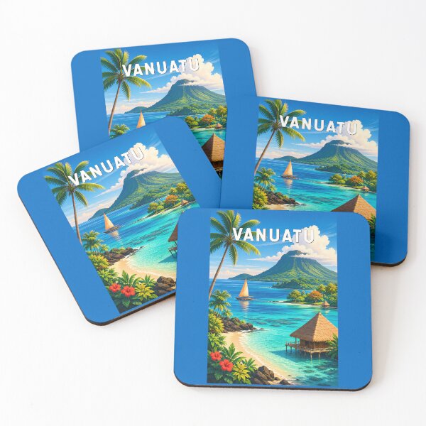Item preview, Vanuatu Illustration Travel Art Vintage designed and sold by KrisSidDesigns.