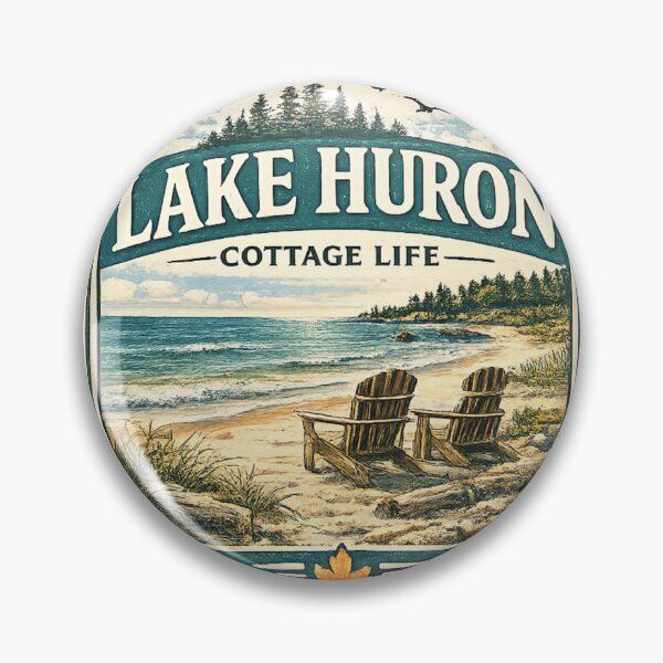 Item preview, Lake Huron Cottage Life Badge Logo designed and sold by greatlakesimage.