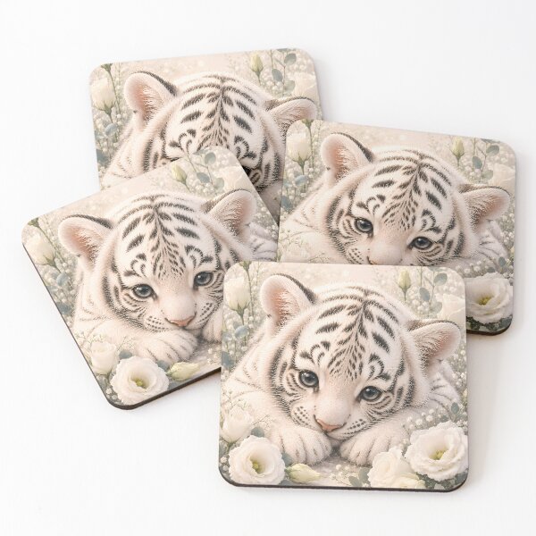 Item preview, Cute White Tiger Cub in Bloom designed and sold by ManJiangHong.