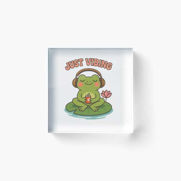 Item preview, Just Vibing 2 Cute Frog Wearing Headphones Retro Vector Art designed and sold by AlexNik.