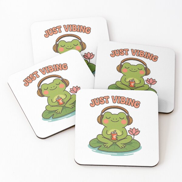 Item preview, Just Vibing 2 Cute Frog Wearing Headphones Retro Vector Art designed and sold by AlexNik.
