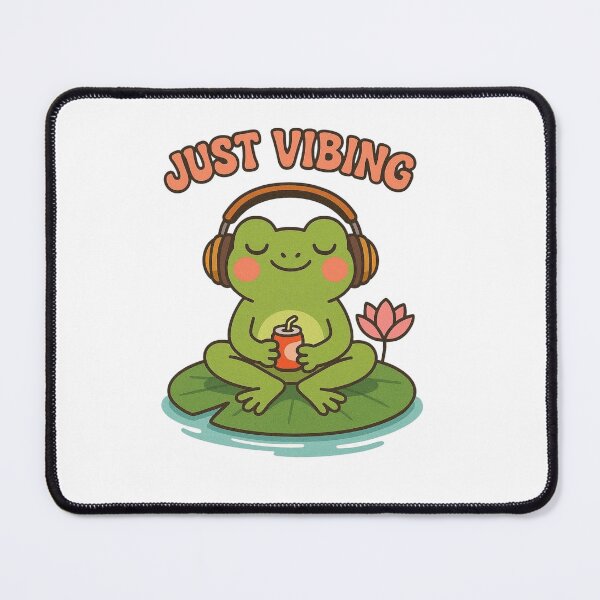 Item preview, Just Vibing 2 Cute Frog Wearing Headphones Retro Vector Art designed and sold by AlexNik.