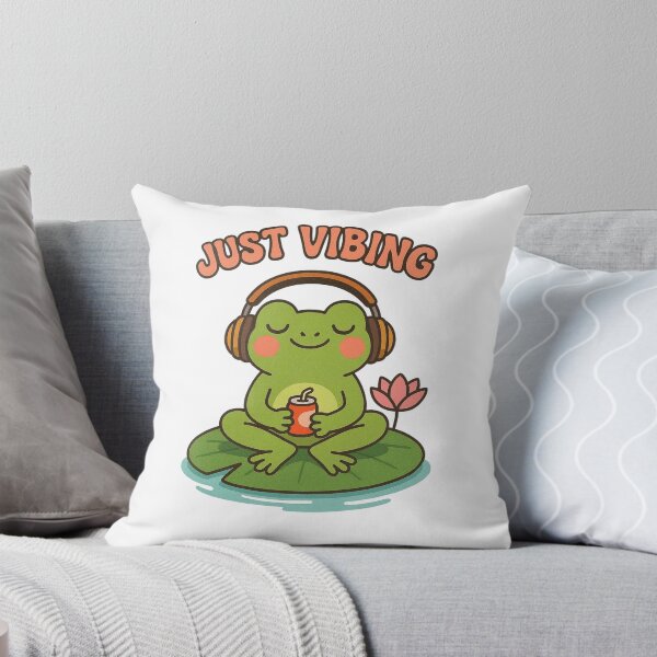 Item preview, Just Vibing 2 Cute Frog Wearing Headphones Retro Vector Art designed and sold by AlexNik.