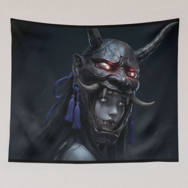 Item preview, Girl with the Oni Mask designed and sold by GalleryBrisArt.
