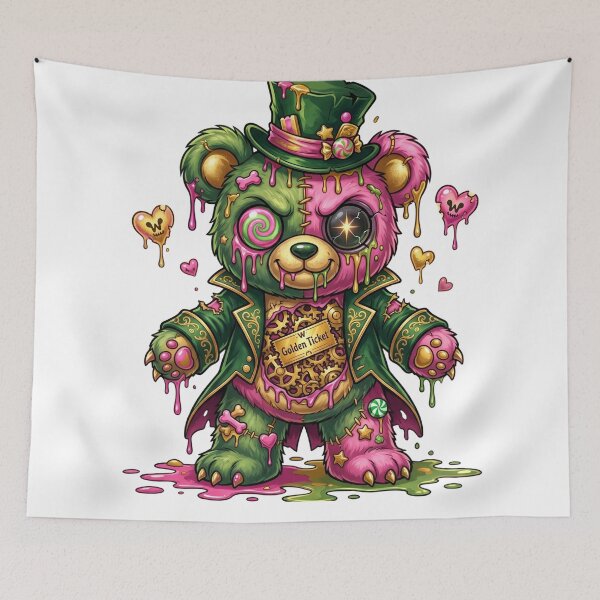 Item preview, Wonka-Inspired Horror Teddy: The Golden Ticket Nightmare designed and sold by NX Design Co..