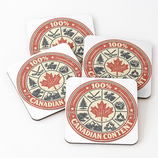 Item preview, 100% Canadian Content — Retro Stamp Seal Canada Pride Shirt designed and sold by CerealBoxInk.