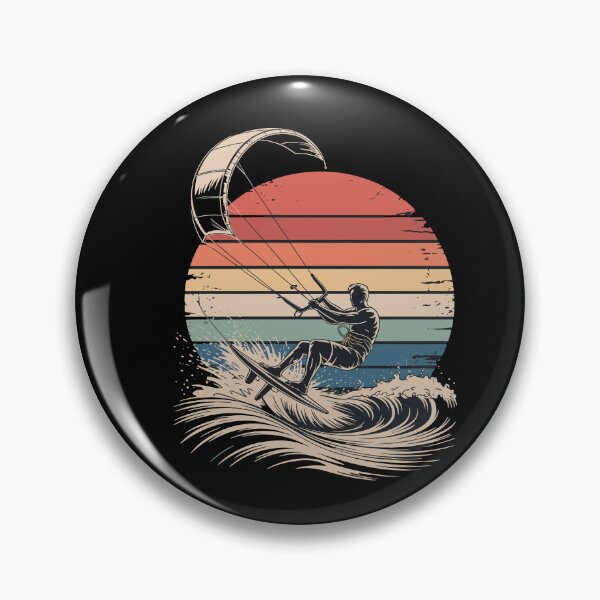 Item preview, Retro Sunset Kitesurfing Vintage Style Kiteboarder Riding Ocean Wave For Surfers And Beach Lovers designed and sold by yoddel.