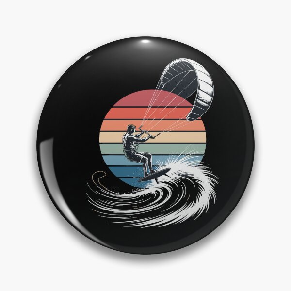 Item preview, Kitesurfing Retro Sunset Wave Rider Extreme Kiteboard Ocean Surf Scene designed and sold by yoddel.
