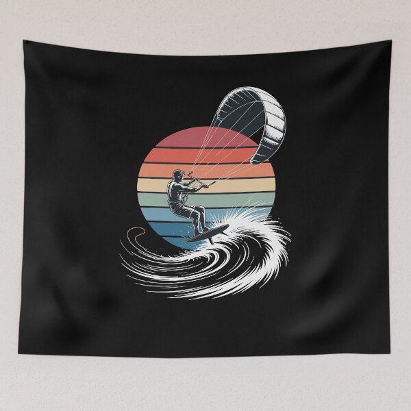 Item preview, Kitesurfing Retro Sunset Wave Rider Extreme Kiteboard Ocean Surf Scene designed and sold by yoddel.
