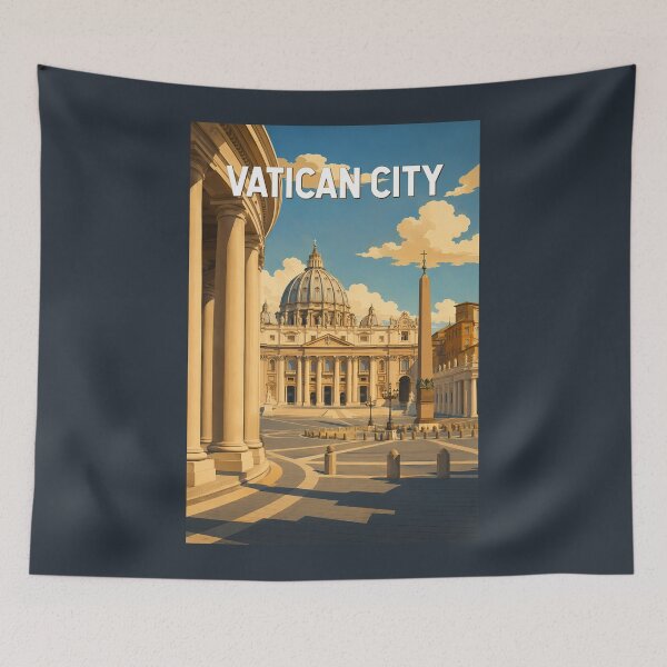 Item preview, Vatican City St Peter's Square Illustration Travel Art Vintage designed and sold by KrisSidDesigns.
