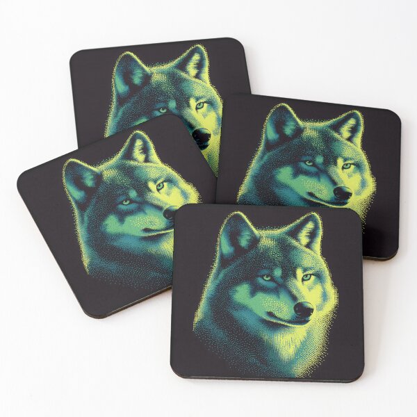 Item preview, Neon Halftone Wolf  designed and sold by ClubVacay.