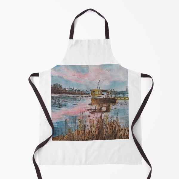 Item preview, Johanna Ferry on the Elbe – Dresden Urban Sketch Ink & Watercolor designed and sold by UMA Urban Sketch.