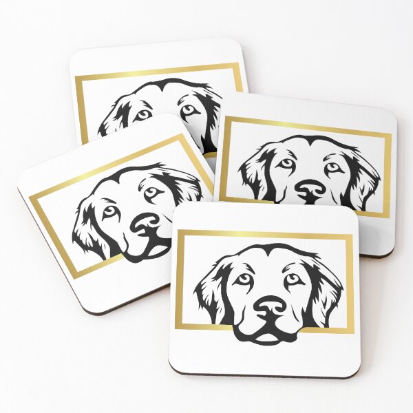 Item preview, Loyal Black Dog in Golden Frame - Minimalist Dog Art designed and sold by I.C. Vision Designs.